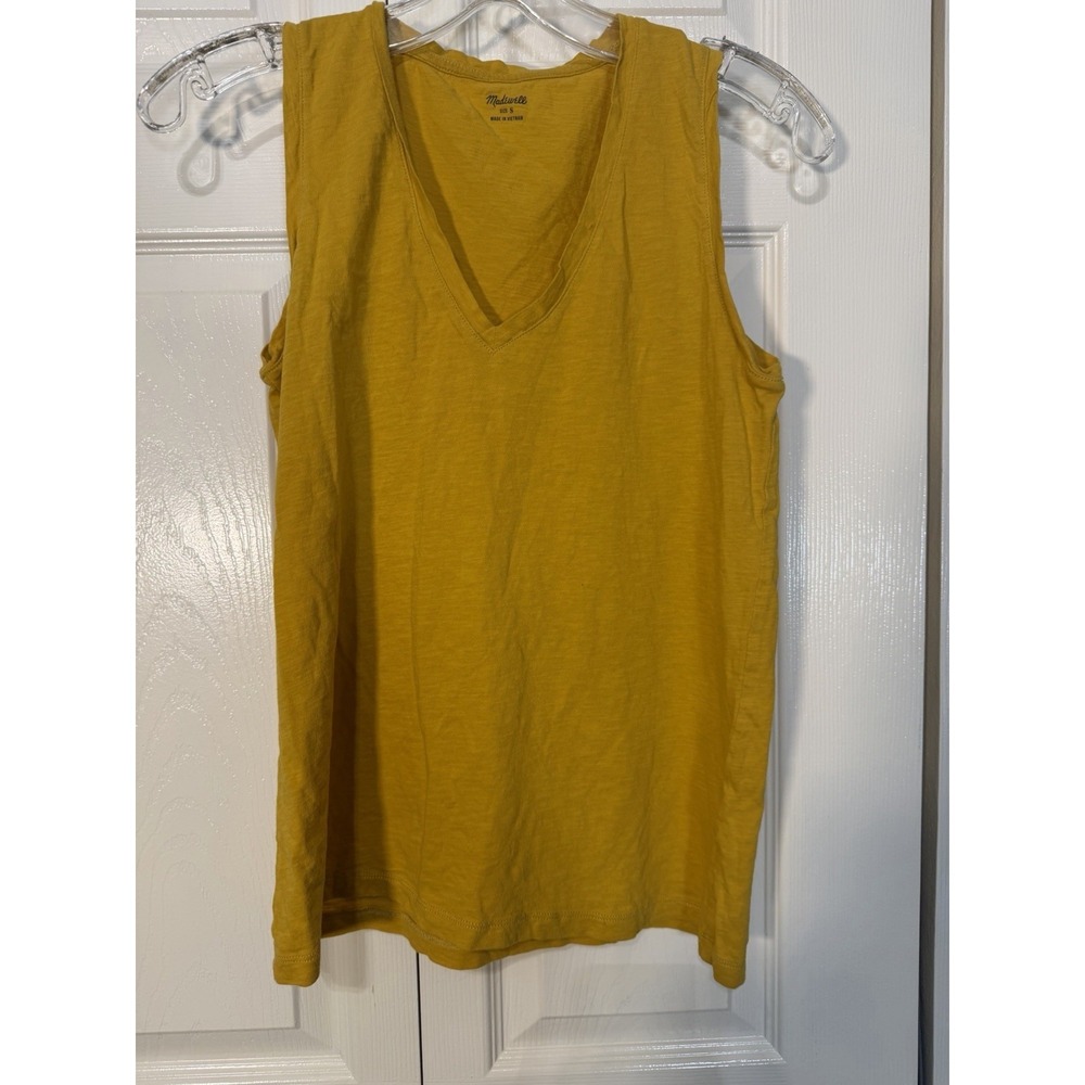 Madewell Whisper Vneck Women's Mustard Yellow Tank Top Size Small
